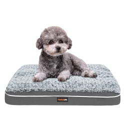 HLD Fluffy Dog Bed for Large Medium Small Dogs Bottom Anti-Slip, Upper \w Pp-Padding Washable, Dog Crate Kennel Pad Mat, Plush Soft Pet Beds Memory
