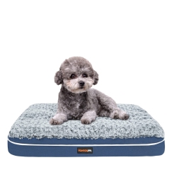 HLD Fluffy Dog Bed for Large Medium Small Dogs Bottom Anti-Slip, Upper \w Pp-Padding Washable, Dog Crate Kennel Pad Mat, Plush Soft Pet Beds Memory