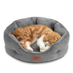 HLD Small Dog Bed, Round Pet Bed for Cats And Small Dogs – Machine Washable Cat Beds - Anti-Slip Bottom - All Season Ultra Soft Cat & Dog Cushion