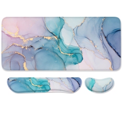 HLD Keyboard Mouse Pad Set, Xxl Large Desk Pad+Keyboard Wrist Rest+Mouse Wrist Cushion Support, Ergonomic Memory Foam, 35.5" X 15.7" Extended