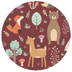 HLD Mouse Pad Non-Slip Rubber Base Mousepad With Stitched Edge Premium-Textured Mouse Mat Gaming Round Mouse Pads 7.87 X 7.87 Inch (Bear & Fox & Deer)