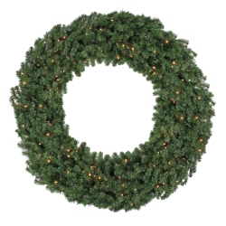 NORTHLIGHT Pre-Lit Canadian Pine Commercial Size Christmas Wreath - 12' - Clear Lights