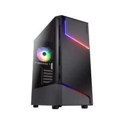 COUGAR Mx360 RGB Mini Tower Atx Computer Case, Tempered Glass Side Panel, 1X 120MM Argb Fan Pre-Installed In Black