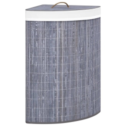 VIDAXL Bamboo Corner Laundry Basket 60 L In Grey