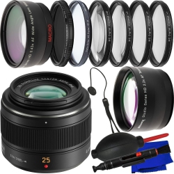 PANASONIC Leica Dg Summilux 25MM F/1.4 Ii Asph. Lens - 12PC Accessory Bundle