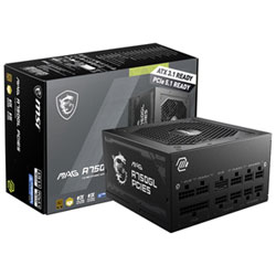 MSI MAG A750GL PCIE 5 80 Plus Gold 750W Fully Modular 12VHPWR Cable ATX 3.0 Power Supply