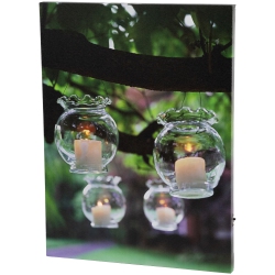 NORTHLIGHT Led Lighted Hanging Garden Glass Flickering Candles Canvas Wall Art - 15.75" X 12