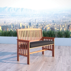 CORLIVING Miramar Contemporary Patio Bench-Cinnamon Brown/black