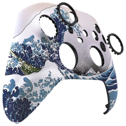 HLD The Great Wave Asr Version Front Housing Shell W/accent Rings for Xbox Series X/s Controller, Soft Touch Cover Faceplate for Xbox Core Controller