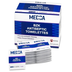 MEDCA Benzalkonium Chloride Towelletes Hand Wipes – (Pack Of 200) Chloride Swabs Individual Bzk Single-Use Packets By 5"x6