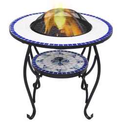VIDAXL Mosaic Fire Pit Table And White 26.8" Ceramic In Blue