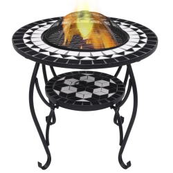 VIDAXL Mosaic Fire Pit Table Black And 26.8" Ceramic In White