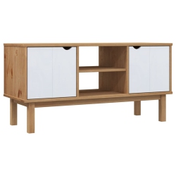 VIDAXL Tv Cabinet Otta Brown And 113.5X43X57Cm Solid Wood Pine In White