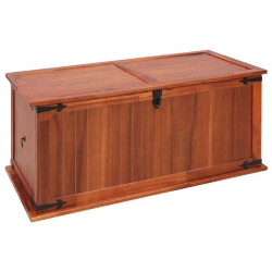 VIDAXL Storage Chest, Solid Acacia Wood Storage Trunk With Two Side Handles, Lockable Design