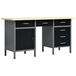 VIDAXL Workbench 160X60X85 Cm Steel In Black