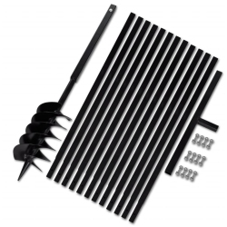 VIDAXL Ground Drill With Handle 150 MM With Extension Tube 13 M Steel