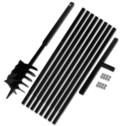 VIDAXL Ground Drill With Handle 180 MM With Extension Tube 9 M Steel