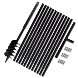 VIDAXL Ground Drill With Handle 120 MM With Extension Tube 13 M Steel