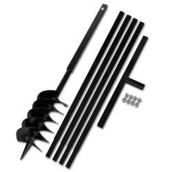 VIDAXL Ground Drill With Handle 150 MM With Extension Tube 5 M Steel