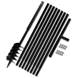 VIDAXL Ground Drill With Handle 120 MM With Extension Tube 9 M Steel