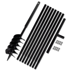 VIDAXL Ground Drill With Handle 150 MM With Extension Tube 9 M Steel