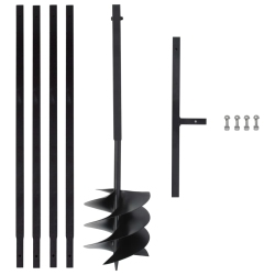 VIDAXL Ground Drill With Handle 250 MM With Extension Tube 4 M Steel