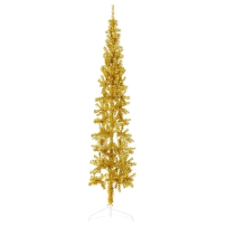 VIDAXL Slim Artificial Half Christmas Tree With Stand 210 Cm In Gold