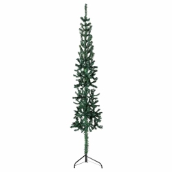 VIDAXL Slim Artificial Half Christmas Tree With Stand 210 Cm In Green