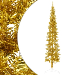 VIDAXL Slim Artificial Half Christmas Tree With Stand 240 Cm In Gold