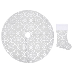 VIDAXL Luxury Christmas Tree Skirt With Sock 90 Cm Fabric In White