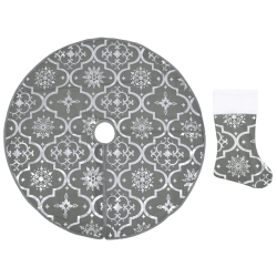 VIDAXL Luxury Christmas Tree Skirt With Sock 90 Cm Fabric In Grey