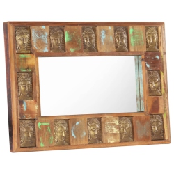 VIDAXL Mirror With Buddha Cladding 80X50 Cm Solid Reclaimed Wood