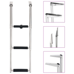 VIDAXL Folding Boarding Ladder 3-Step Stainless Steel
