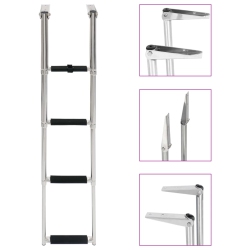 VIDAXL Folding Boarding Ladder 4-Step Stainless Steel