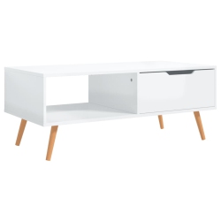 VIDAXL Coffee Table High Gloss 100X49.5X43 Cm Engineered Wood In White
