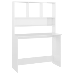 VIDAXL Desk With Shelf High Gloss 110X45X157 Cm Engineered Wood In White