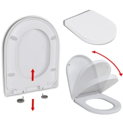 VIDAXL Soft-Close Toilet Seat With Quick-Release Design Square In White
