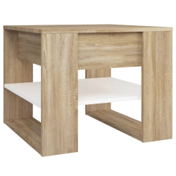 VIDAXL Coffee Table And Sonoma Oak 55.5X55X45 Cm Engineered Wood In White
