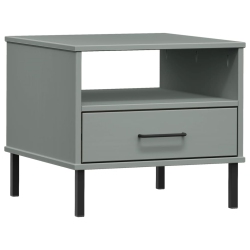 VIDAXL Bedside Table With Metal Legs Solid Wood Pine Oslo In Grey