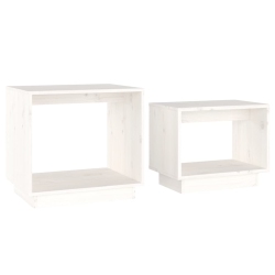 VIDAXL Nesting Coffee Tables 2 PCs Solid Wood Pine In White