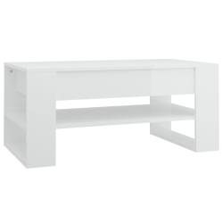 VIDAXL Coffee Table High Gloss 102X55X45 Cm Engineered Wood In White