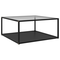 VIDAXL Coffee Table Transparent And 80X80X35 Cm Tempered Glass In Black