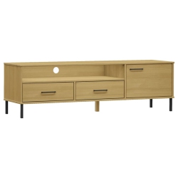 VIDAXL Tv Cabinet With Metal Legs Solid Wood Pine Oslo In Brown