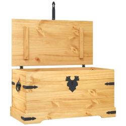 VIDAXL Storage Chest, Solid Pine Wood Storage Trunk With Two Side Handles, 35.8"x19.5"x18.5