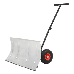 VIDAXL 39” Heavy Duty Wheeled Snow Shovel, Adjustable Push Bar & Blade Angles, Non-Slip Handle