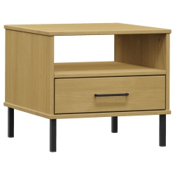 VIDAXL Bedside Table With Metal Legs Solid Wood Pine Oslo In Brown