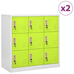 VIDAXL Locker Cabinets 2 PCs Light Grey And 90X45X92.5 Cm Steel In Green