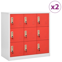VIDAXL Locker Cabinets 2 PCs Light Grey And 90X45X92.5 Cm Steel In Red