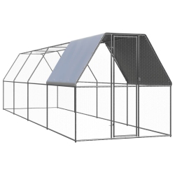 VIDAXL Outdoor Chicken Cage 2X8X2 M Galvanised Steel