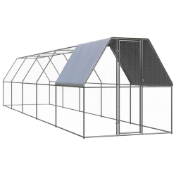 VIDAXL Outdoor Chicken Cage 2X10X2 M Galvanised Steel